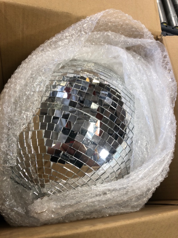 Photo 2 of 12" Disco Ball Mirror Ball Disco Party Decoration Stage Light Dj Light Effect Home Business Christmas Display Decoration Silver