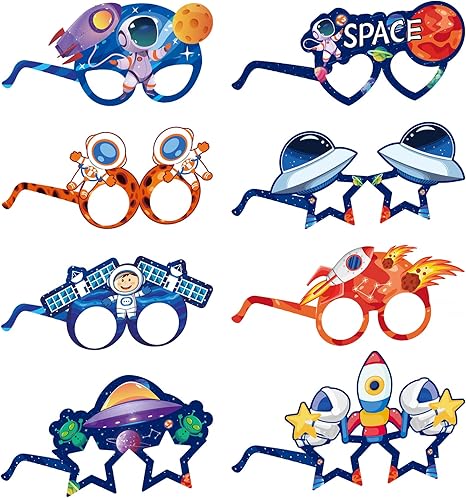 Photo 1 of 48 PCSFerraycle Space Party Favors Space Paper Glasses Photo Booth Props for Kids Boys Space Birthday Party Decoration Supplies
