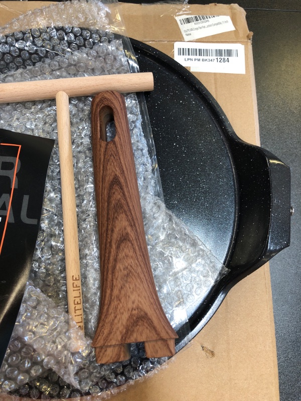 Photo 2 of  Inch Crepe Pan with Spreader, Nonstick Ceramic Flat Skillet Dosa Tawa Comales Para Tortillas Pancake Pan, PTFE & PFOA Free, Black