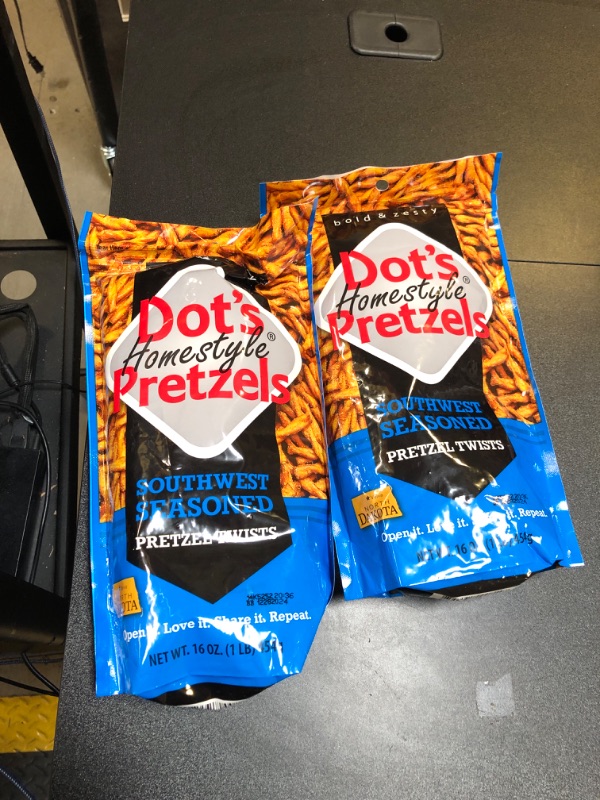 Photo 2 of 2 PCK Dot's Pretzels Southwest Seasoned Pretzel Twists, Healthy Kids Snacks, 16oz Grocery Sized Bag EXP 12/28/24
