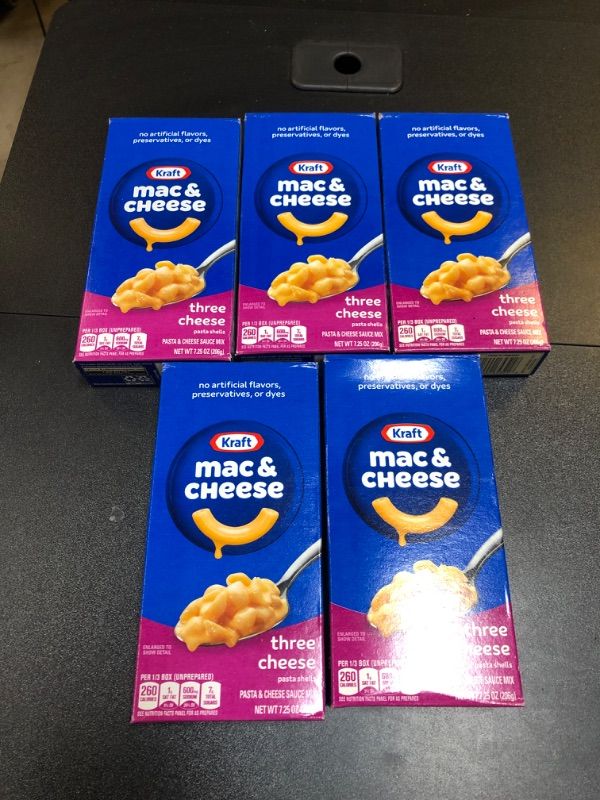 Photo 1 of 5 PCK Kraft Three Cheese with Mini-Shell Pasta Macaroni & Cheese Dinner 7.25oz EXP OCT 07 2024