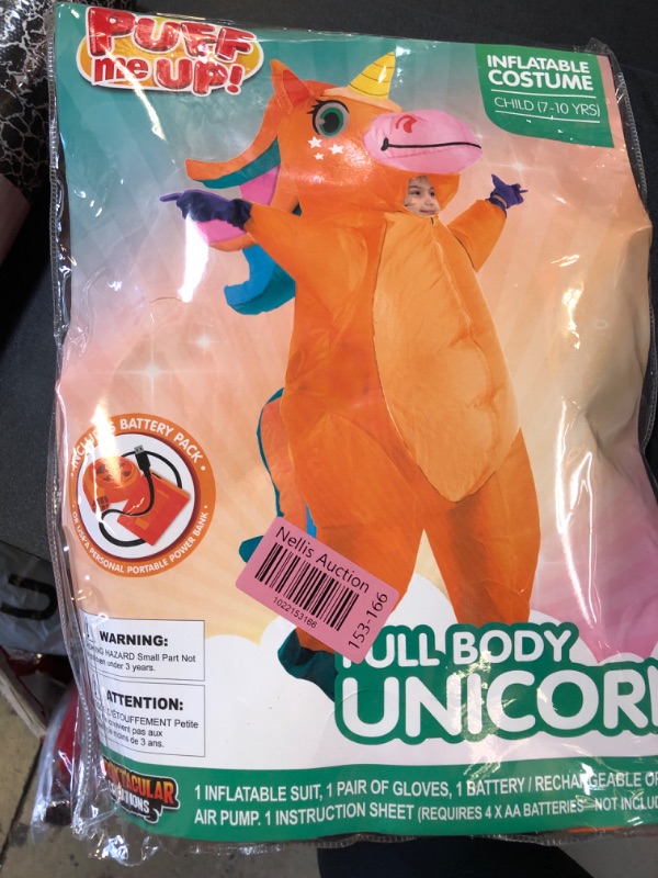 Photo 2 of Spooktacular Creations Kids Inflatable Costume, Full Body Unicorn Costume, Unicorn Air Blow Up Costume Unicorn Halloween Costumes for Girls Dress Up Parties(Orange, Child 7-10yrs)