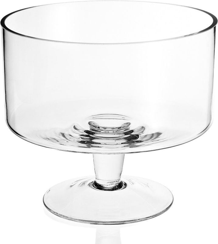 Photo 1 of Glass Trifle Bowl - 9" Food-Safe Crystal Serving Bowl for Dessert, Fruit, Salad - Elegant European Mouth-Blown Lead-Free Crystal
