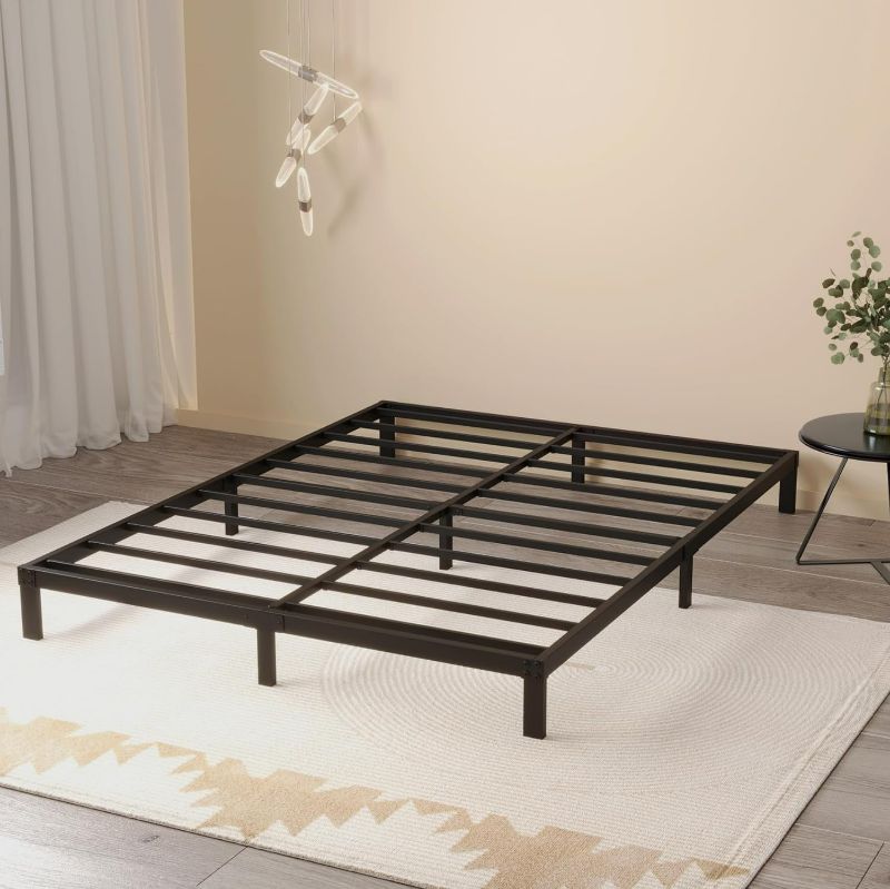 Photo 1 of Maenizi King Size Bed Frame No Box Spring Needed, 8 Inch Heavy Duty King Platform Bed Frame Support Up to 3000 lbs, Easy Assembly, Noise Free, Black
