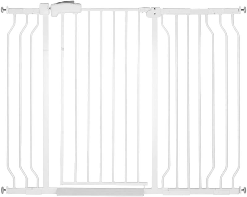 Photo 1 of HEMRORO 37.4" Extra Tall Baby Gate for Stairs Doorways with Door, 29-52.5" Wide Easy Install Dog Gate Indoor, Safety Metal Pressure Mounted Pet Gate with Walk-Thru Auto Close for The House, White
