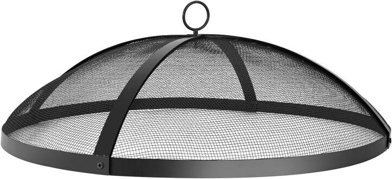 Photo 1 of Heavy Duty Fire Pit Spark Screen Cover Accessory, 30In Easy-Opening Patio Round Fire Mesh Screen Guard, Fire Pit Lid Round Cover with Mesh Screen and Handle
