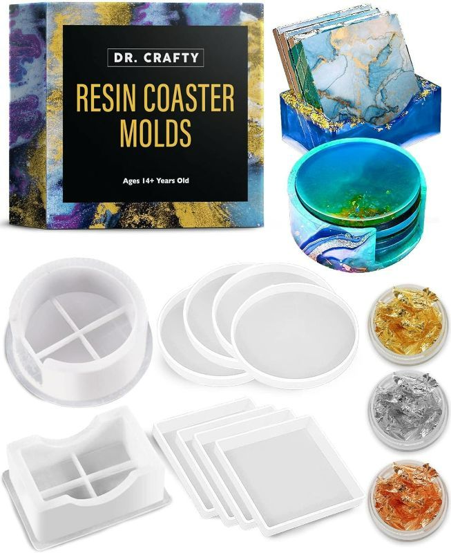 Photo 1 of Resin Molds Set for Epoxy Resin - Silicone Coaster Molds for Resin Molds Silicone, Epoxy Molds Silicone for DIY Art
