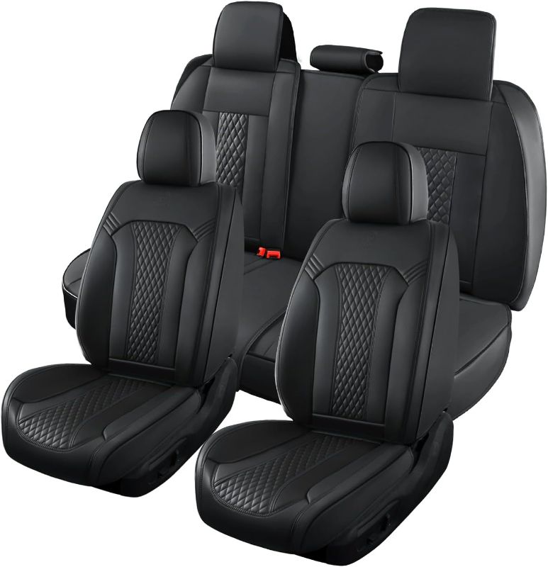 Photo 1 of Doogo Car Seat Covers Full Set, Leather Seat Covers 5 Seats, Front and Rear Seat Covers, Waterproof Napa Leather Seat Cushions Protectors, Auto Accessories Fit for Most Cars Truck Sedan Black
