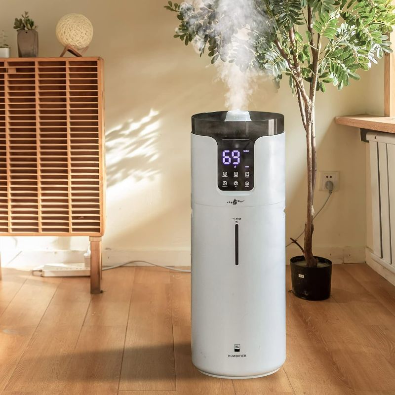 Photo 1 of LACIDOLL Humidifiers for Home Large Room Wholehouse Humidifier 2000 sq. ft 4.2 Gal 16L Floor Humidifier 360° Nozzles Cool Mist Ultrasonic Humidifier Output Top Fill Tower Humidifier for Home Office
