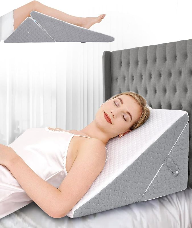 Photo 1 of Forias Wedge Pillow for Sleeping 7-in-1 Foldable Bed Wedge Pillow for After Surgery 9 &12 Inch Adjustable Memory Foam Triangle Pillow Wedge for Acid Reflux Gerd Snoring Back Knee Pain
