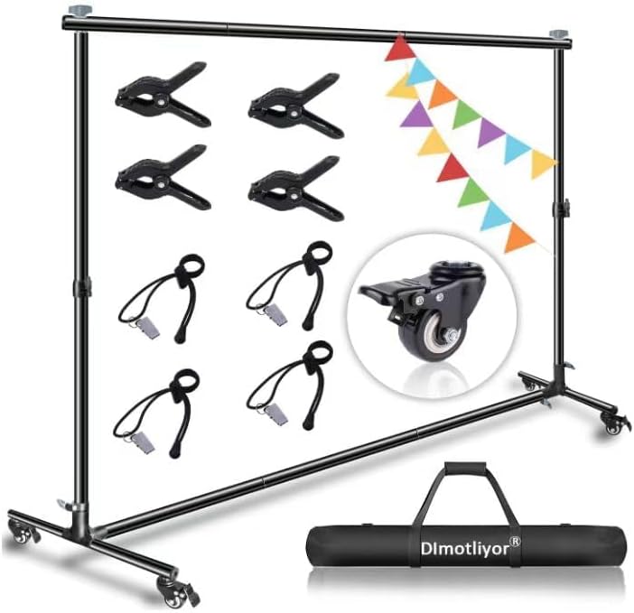 Photo 1 of 10 * 7ft Backdrop Stand, with Wheels, Adjustable Heavy-Duty Backdrop Stand, Banner Background Stand, Backdrop Support System for Parties Photo Photography
