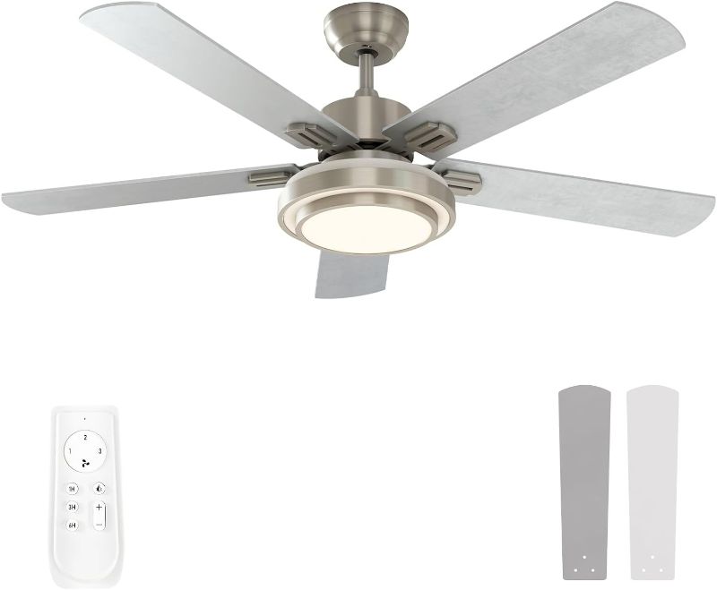 Photo 1 of warmiplanet Ceiling Fan with Lights Remote Control, 52 Inch, Brushed Nickel (5-Blades)
