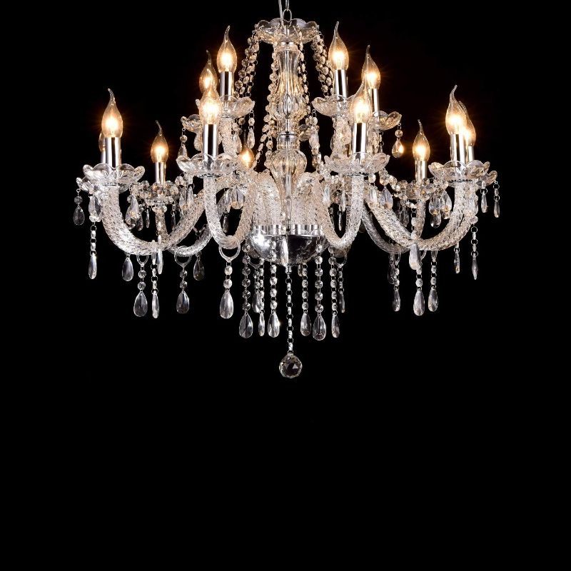Photo 1 of LIUMANG Modern Elegant 15 Lights K9 Crystal Glass Chandelier Pendant Ceiling Lighting European Style for Dining Living Room Bedroom Transparent,15 E12 Bulbs Required

