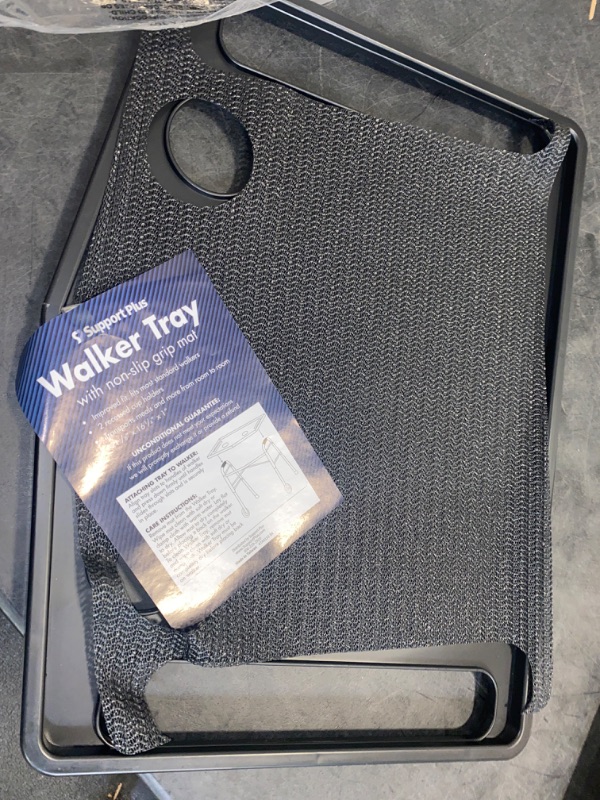 Photo 2 of Support Plus Walker Tray Table - Mobility Table Tray for Walker, Non Slip Walker Tray Mat, Walker Accessories Mat, Cup Holder for Walker (21"x16") - Black
