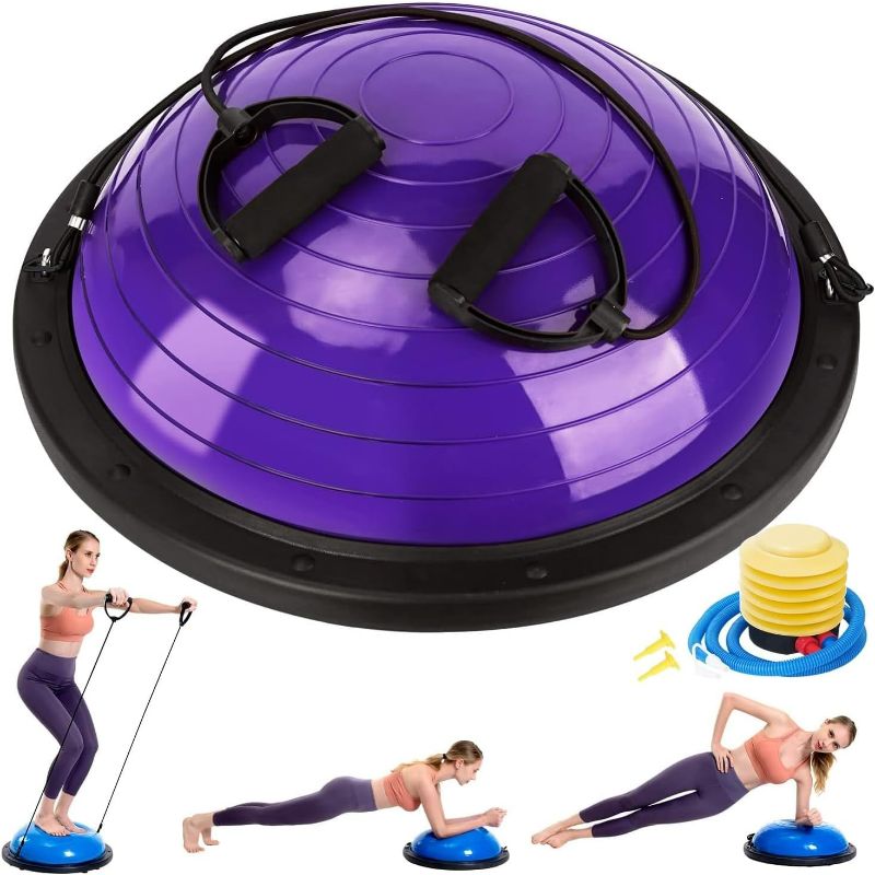 Photo 1 of Zealty Half Balance Ball Trainer, Half Yoga Exercise Ball with Resistance Bands and Foot Pump, Balance Trainer for Stability Training, Strength Exercise Fitness, Home Gym Workout Equipment
