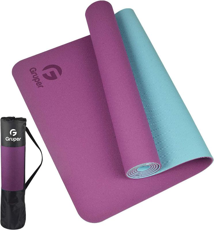 Photo 1 of Gruper Yoga Mat Non Slip, Eco Friendly Fitness Exercise Mat with Carrying Strap,Pro Yoga Mats for Women,Workout Mats for Home, Pilates and Floor Exercises
