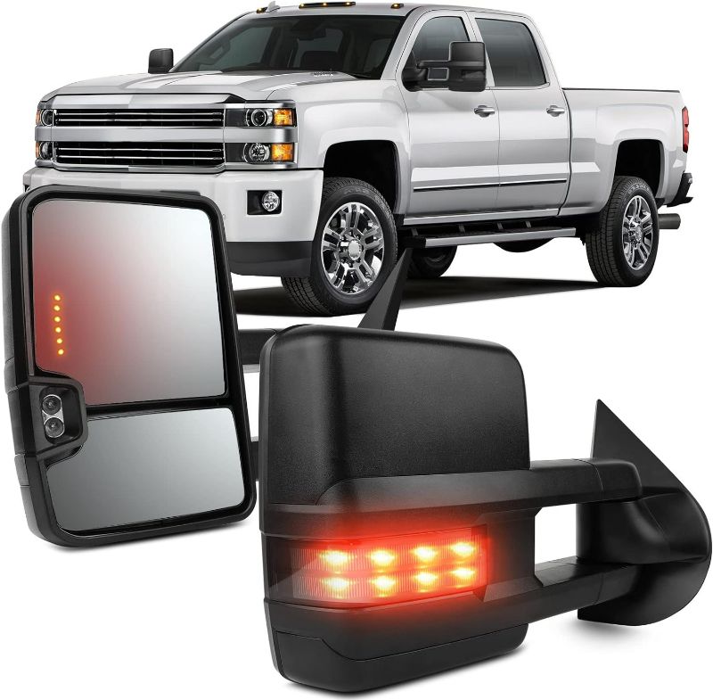Photo 1 of OCPTY Tow Mirrors Towing Mirrors for GMC C2500 1988-2000 for GMC 1988-2000 for Chevy for GMC 1988-2001 for GMC C/K 1500/2500 Suburban/Yukon 1992-1999 with Power Adjust No Heated Turn Signal Black
