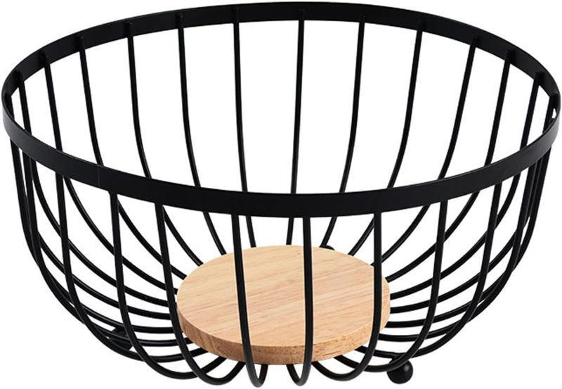 Photo 1 of Toutrop Fruit Bowl,Countertop Fruit Bowl,Kitchen Wire Fruit Basket,Metal Iron Vegetable Storage Basket Table Dining Decoration,Black
