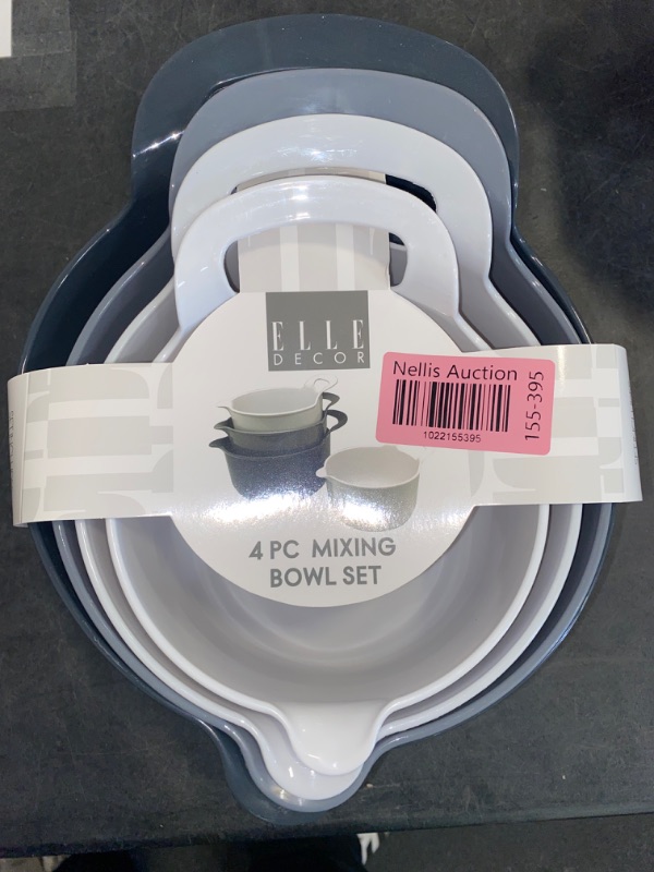 Photo 3 of ELLE Decor Mixing Bowls - 4 Piece Plastic Mixing Bowl Set with Pour Spouts and Handles - Non Slip Bottom and Measurement Markings (Grey)
