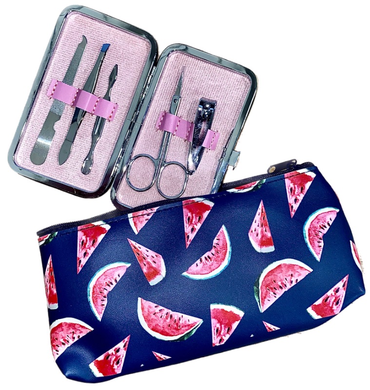 Photo 1 of ** Small Watermelon Cosmetic Bag & Manicure Case 5 Pieces **