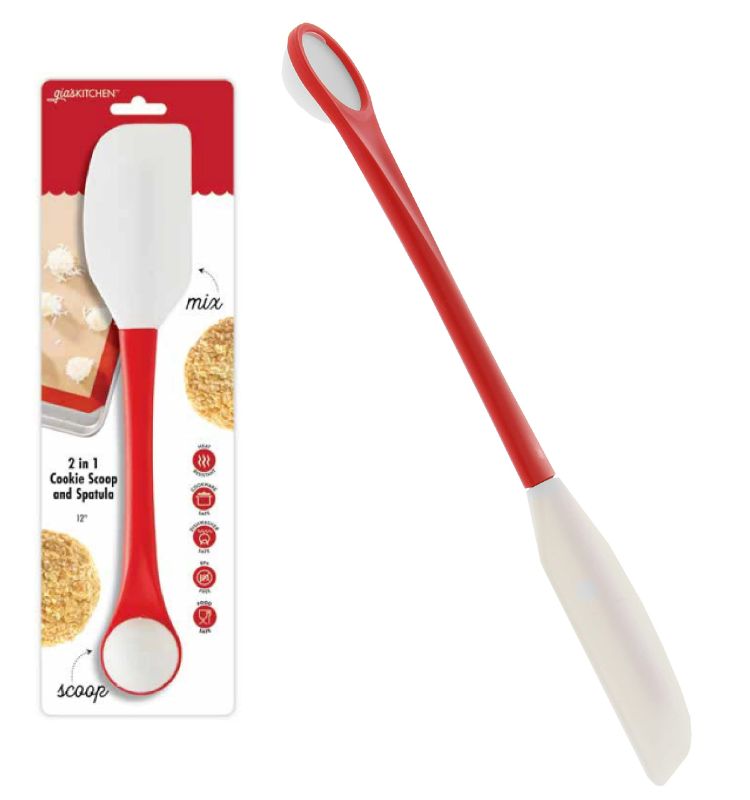 Photo 1 of Gia's Kitchen 2-in-1 Cookie Scoop and Spatula - Heat Resistant Silicone Spatula to Stir, Fold, Scrape and 1 Tablespoon Cookie Dough Scooper for Baking - Non-Stick, Dishwasher Safe Cookie Spatula (2 PACK)