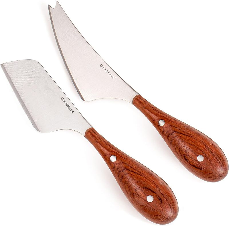 Photo 1 of Berghoff Aaron Probyn Stainless Steel Blade 2Pc Provence Hard Cheese Knife 8.25", Soft Cheese Knife 9", Ergonomic Wood Handle, Forged, Sharp, Well Balanced

