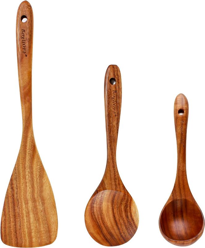 Photo 1 of Bamboo 3 Piece Wooden Utensil Set - Brown