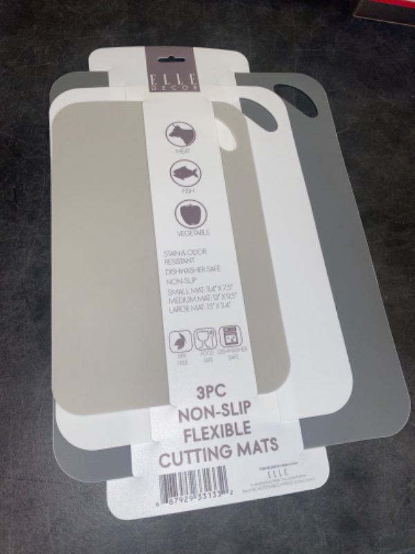 Photo 2 of Set Of 3 Flexible Cutting Boards, Light Grey/White/Grey
