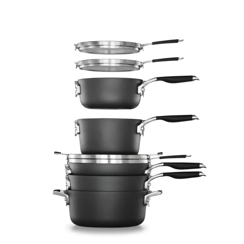 Photo 2 of  Calphalon Space-Saving Hard Anodized Nonstick Pots and Pans 14-Piece Cookware and Utensil Set
