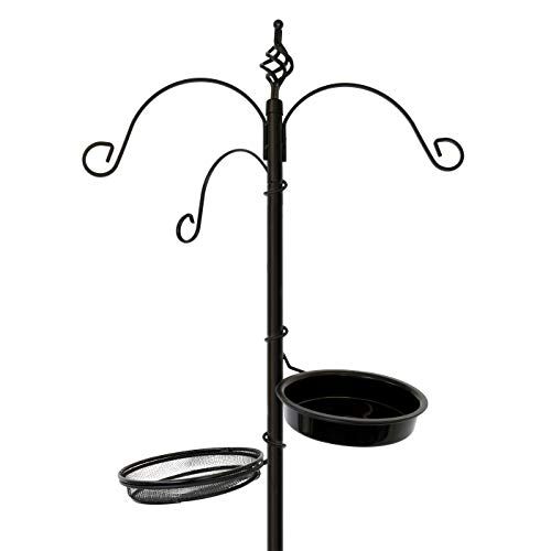 Photo 1 of Clever Garden 3-Hook Outdoor Bird Feeding Station, Metal Multi Feeder Kit Stand for Attracting Wild Birds and Hanging Planters