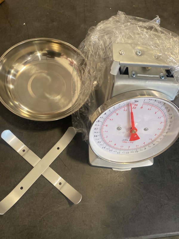 Photo 2 of Alpine Cuisine Stainless Steel Analog Kitchen Scale Silver - *Small* Mechanical Kitchen Weighing Food Scale Weighs Up to 22 Lbs, Analog Food Scale for Kitchen - Measures Grams and Ounces - Food Weight Scale