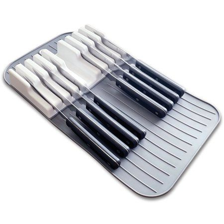Photo 1 of In-Drawer Kitchen Knife Mat Organizer Holds up to 8 Knives Open Design to Fit Any Size Knife Soft-grip Slots and Silicone Non-skid Mat