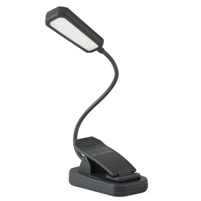 Photo 1 of LUXPRO Bright 16 Lumen Rechargeable Reading LED Lamp - Portable Reading Light for 75 Hours of Use - Lightweight LED with Padded Book Clamp and Flexible Neck - Built-In Batteries