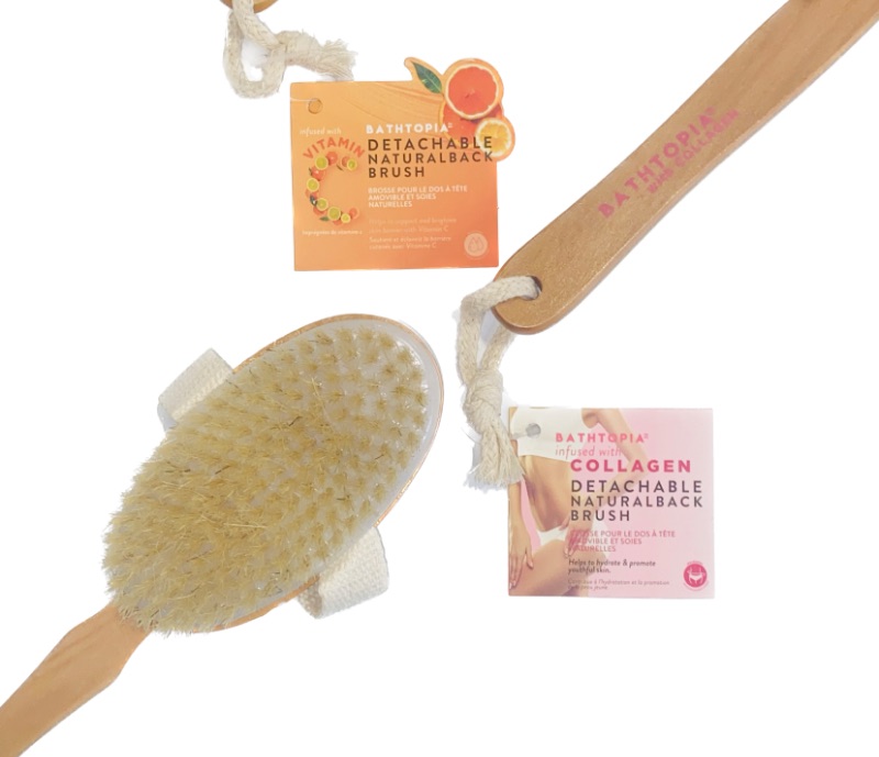 Photo 1 of BATHTOPIA Detachable Naturalback Dry Brushes 2 Piece Infused With Collagen & Vitamin C 