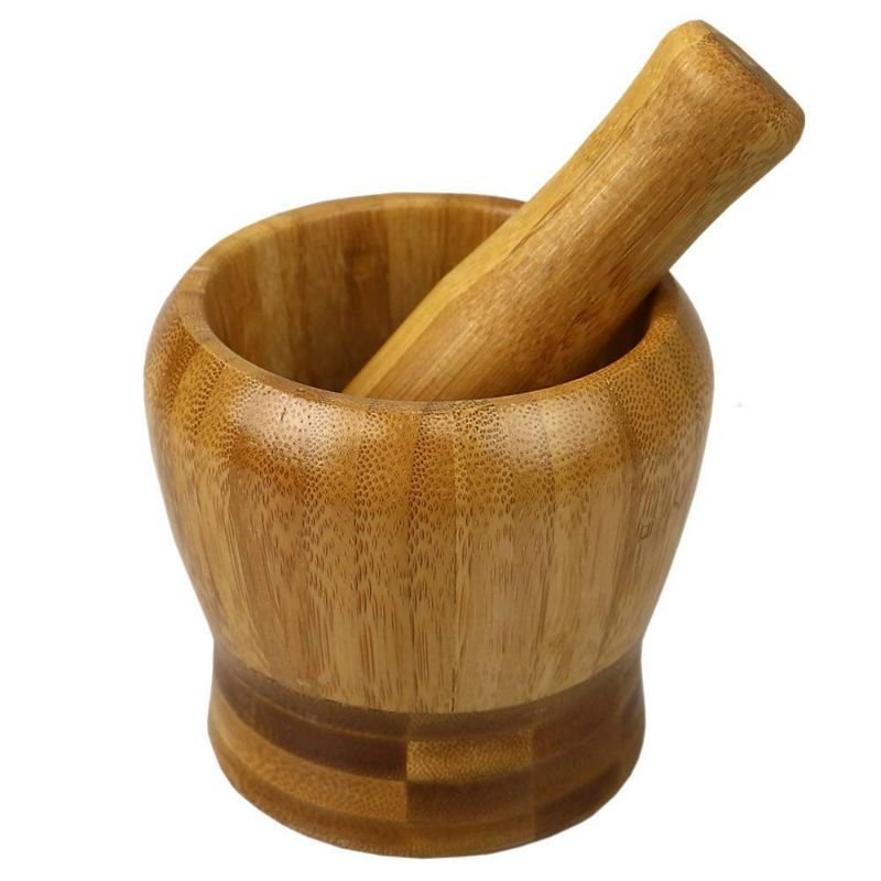 Photo 1 of  Bamboo Wooden Mortar and Pestle Set by Home Basics , Spice Grinder and Crushing Tool for Herbs, Spices and Pastes