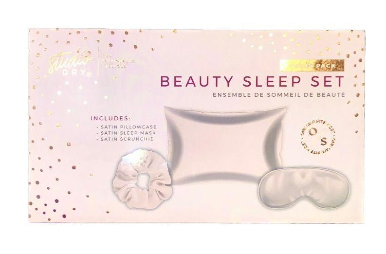 Photo 1 of Studio Dry- Pink Beauty Sleep 3 Piece Set- Includes: 1 Satin Pillowcase, 1 Satin Sleep Mask & 1 Satin Scrunchie