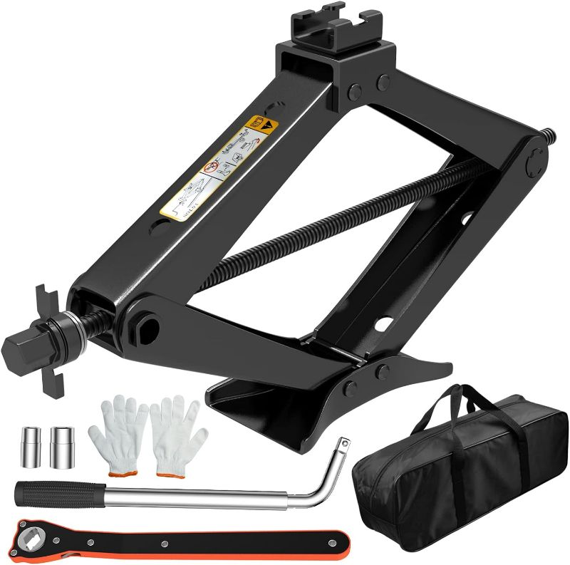 Photo 1 of IMAYCC Scissor Jack for Car/SUV/MPV - Heavy Duty 3.0 Ton (6614 lbs) Car Jack kit with Hand Crank Trolley Lifter, Portable Emergency Tire Change kit with Wheel Wrench.
