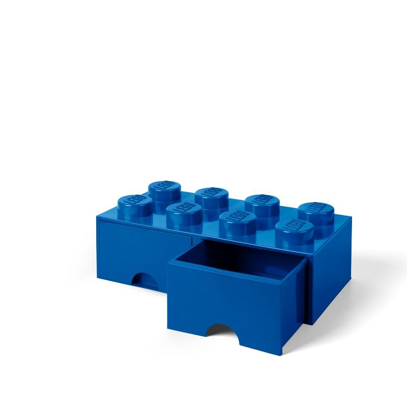 Photo 1 of Room Copenhagen LEGO Brick Drawer, 8 Knobs, 2 Drawers, Stackable Storage Box, Bright Blue (40061731)