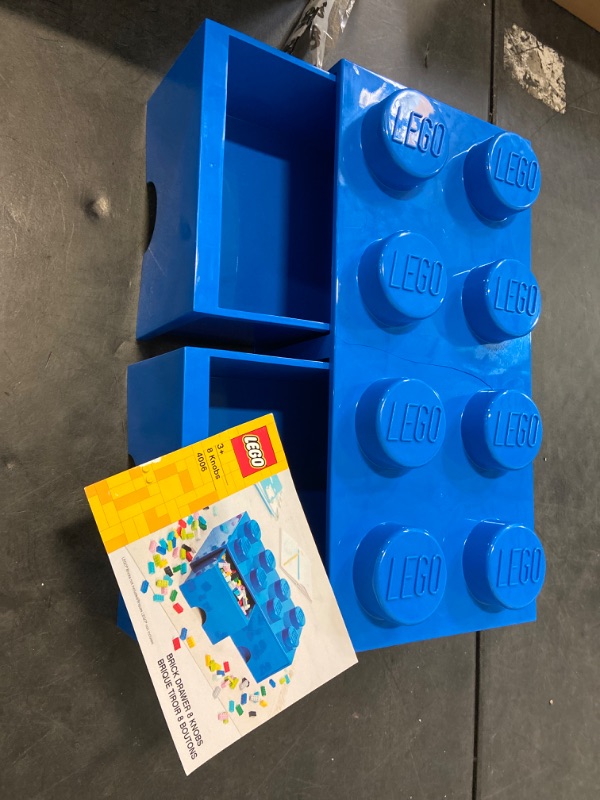 Photo 2 of Room Copenhagen LEGO Brick Drawer, 8 Knobs, 2 Drawers, Stackable Storage Box, Bright Blue (40061731)