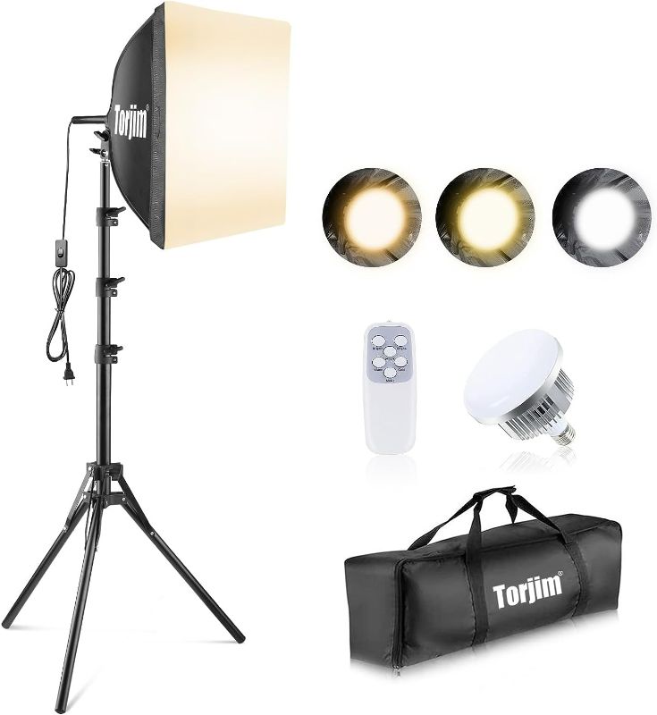 Photo 1 of Torjim Softbox Photography Lighting Kit, 16'' x 16'' Professional Softbox Lighting Kit with 85W 3000-7500K LED Bulbs, Studio Lights for Photography/Video Recording/Live Streaming