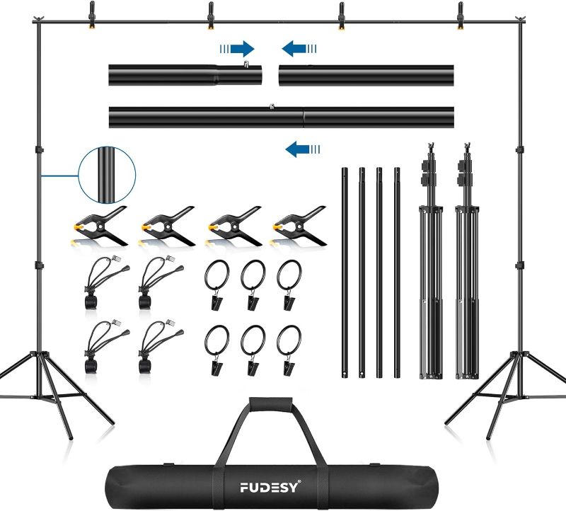 Photo 1 of Backdrop Stand 7x10Ft Adjustable Photography Background Support System Kit for Photo Video Studio with Carry Bag,Spring Clamps