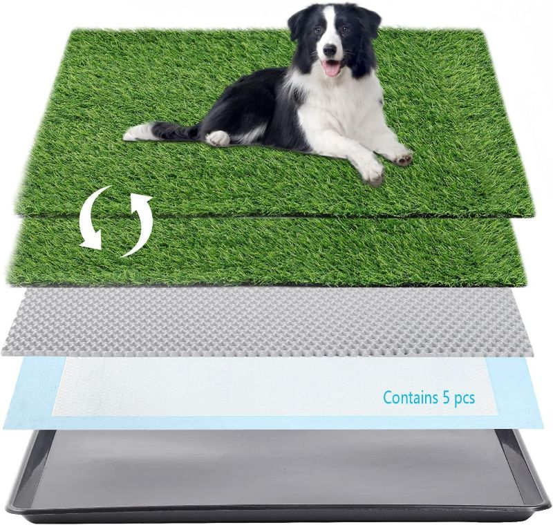 Photo 1 of Dog  Pad With Tray Arificial Grass Patch for Dogs Potty Tray Fake Grass for Dogs to Pee On Turf with Tray for Litter Box Puppy Potty Training Collect Pet Pee Outdoor and Indoor Use