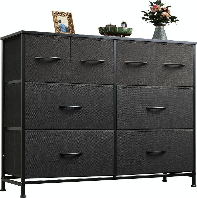Photo 1 of WLIVE Dresser for Bedroom with 8 Drawers, Wide Fabric Dresser for Storage and Organization, Bedroom Dresser, Chest of Drawers for Living Room, Closet, Hallway, Black