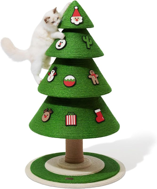 Photo 1 of VETRESKA Cat Tree Scratching Post for Indoor Cats,4Ft Pine Tree Cat Scratch Posts Extra Large Sisal Cat Scratcher Heavy Duty Cat Scratch Tree Tower w/Christmas Felt Stickers