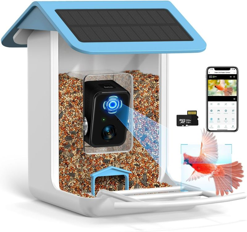 Photo 1 of Smart Bird Feeder Camera, Free AI Forever, 1080P HD Camera Auto Capture Bird Videos & Solar Panel, App Notify When Birds Detected, Bird House with Built-in Two-Way Microphone