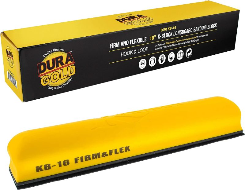 Photo 1 of Dura-Gold Pro Series 16" K-Block Sander Firm & Flex Longboard Hand Sanding Block Pad with Hook & Loop Backing and PSA Sandpaper Conversion Adapter Pad - Automotive Paint Prep Sand Contour Woodworking