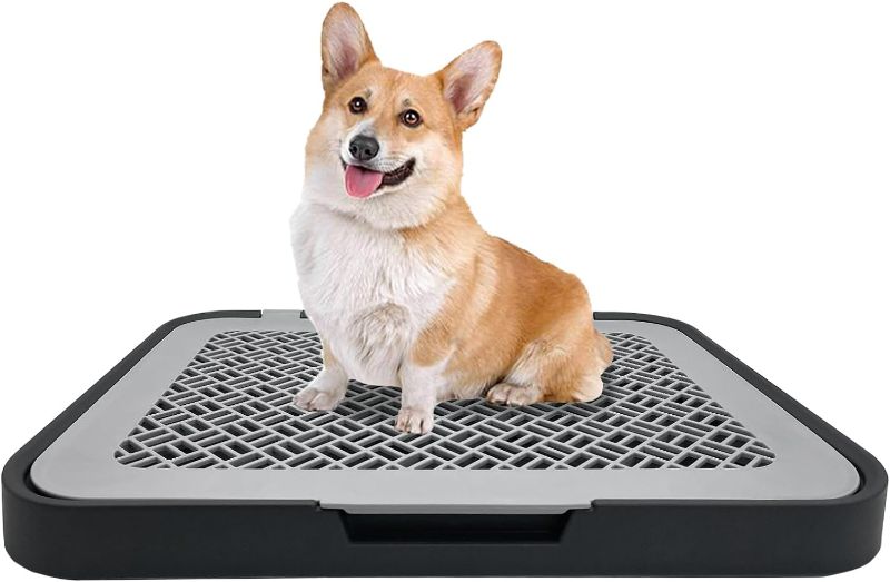 Photo 1 of  (White/Gray) Hamiledyi Dog Potty Tray Pee Pad Holder, 20"x15" Mesh Puppy Training Pad Dog Potty Tray with Grid Portable Pet Litter Box Puppy Pee Pad Holder Doggie Toilet Potty Trainer for Small Pet Dog