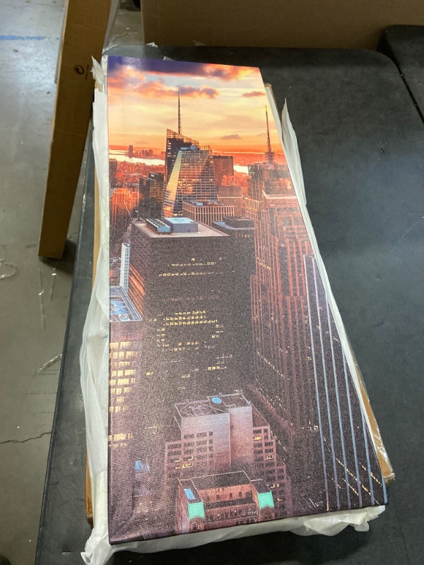 Photo 2 of ART New York Sundown Canvas Print, Large Wall City Landscape, Extra Large Cityscape Big Apple New York Wall Print - 60x32 Inch Total