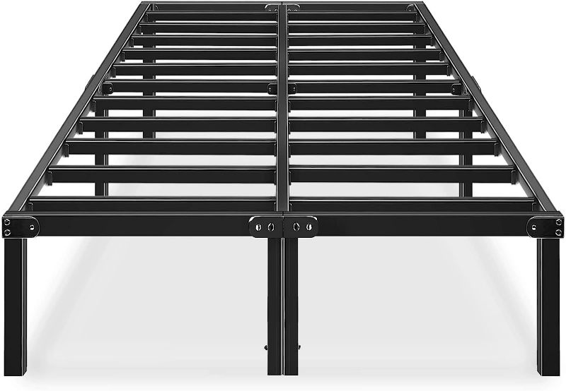 Photo 1 of HAAGEEP Metal Platform Bed Frame Queen Size Heavy Duty 14 Inch Beds No Box Spring Steel Slat Frames with Storage Black, AQ