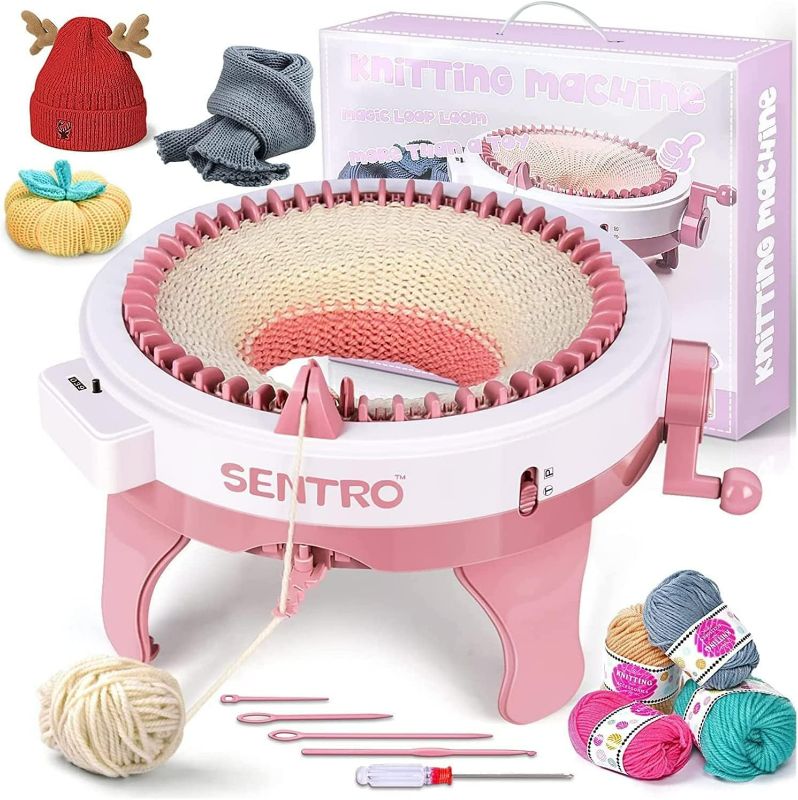 Photo 1 of SENTRO 48 Needles Knitting Machine, Smart Weaving Loom Round Knitting Machines with Row Counter for Adults or Kids?DIY Knit Loom Machine Kit for Hat, Scarves, Gloves, Socks